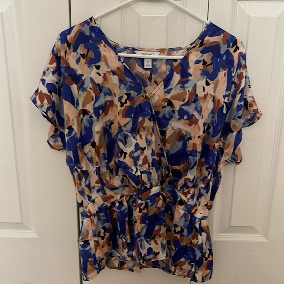 Nine West Short Sleve Peplum Wrap Top - Picture 1 of 3